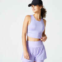 Camiseta Fitness tirantes crop top Mujer Domyos 100 violeta