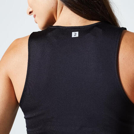 Majica bez rukava za kardio fitnes 120 kratka ženska - crna
