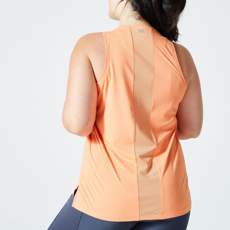 Camiseta fitness tirantes Mujer Domyos 120 naranja