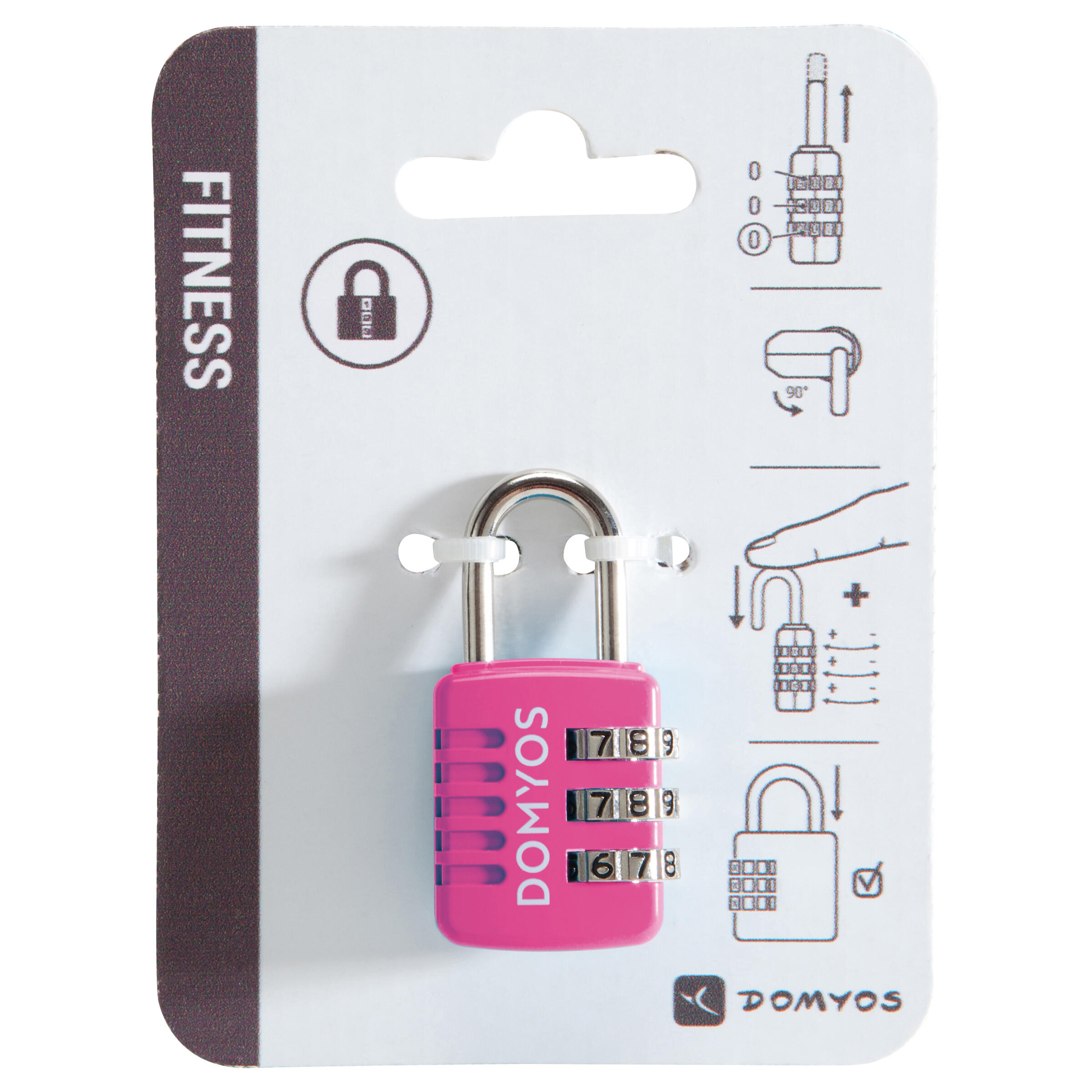 Combination Padlock - Pink - DOMYOS