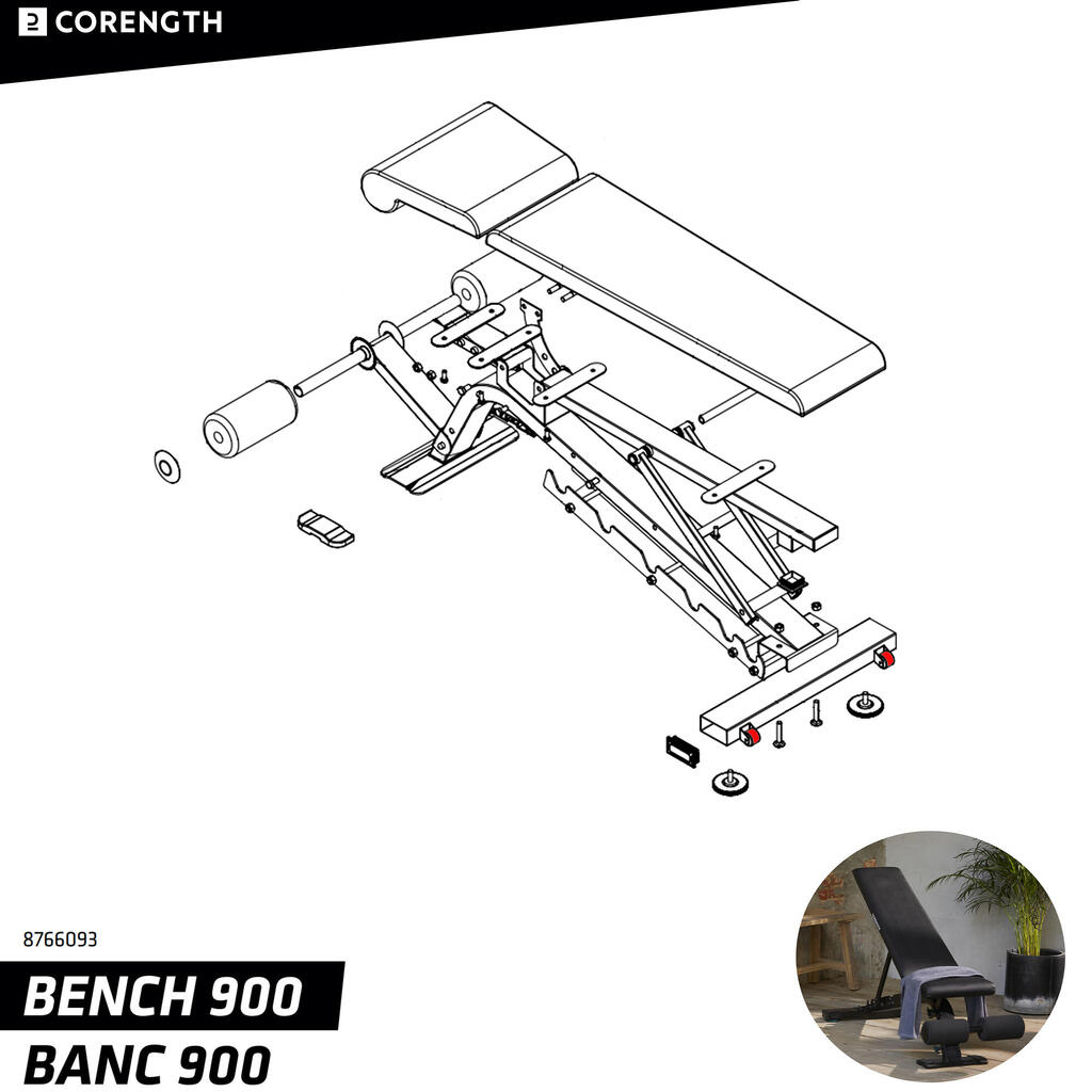 Posilňovacia lavica 900 2023 - kolieska 2 ks