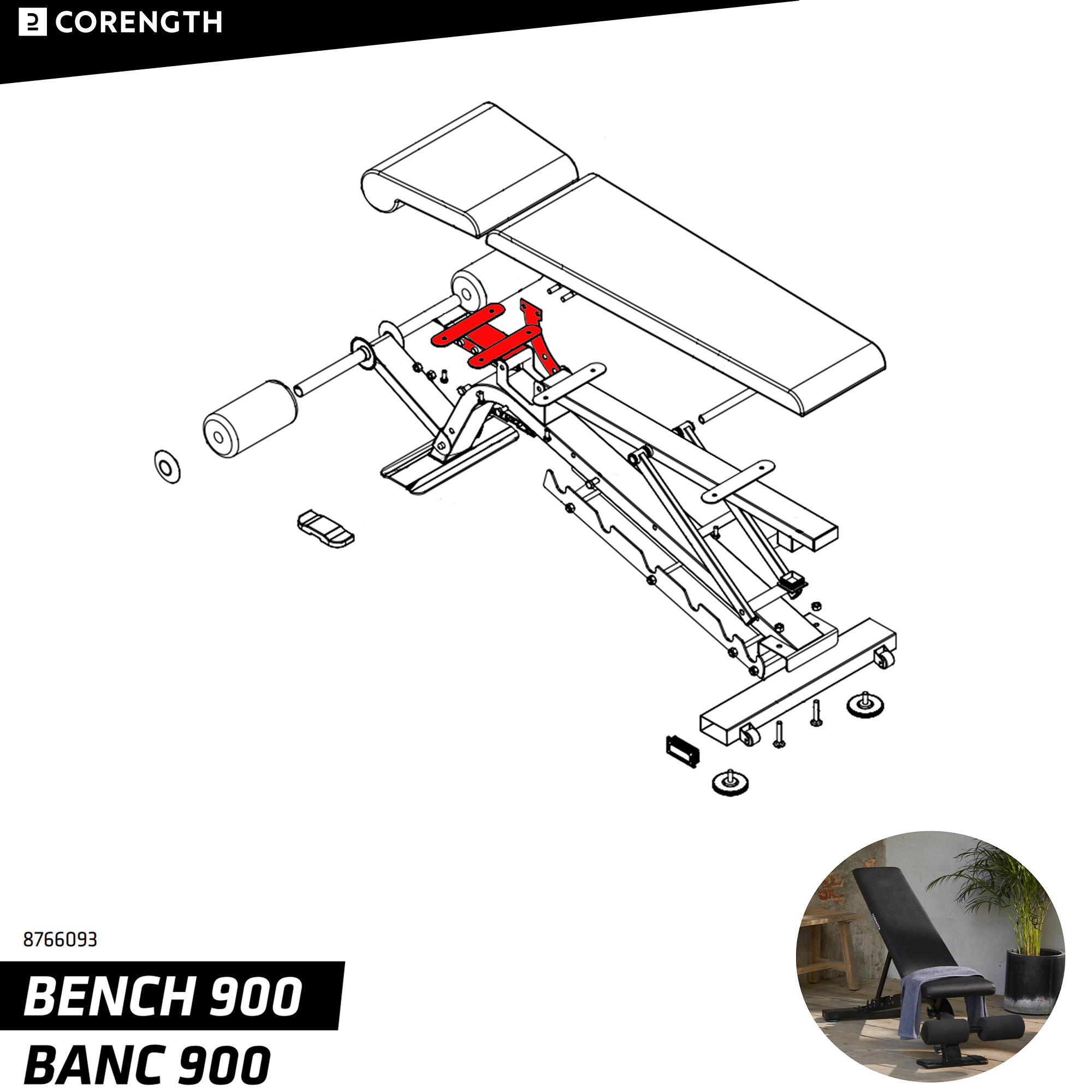 BANC DE MUSCULATION 900 2023 - SUPPORT SIEGE 3/4