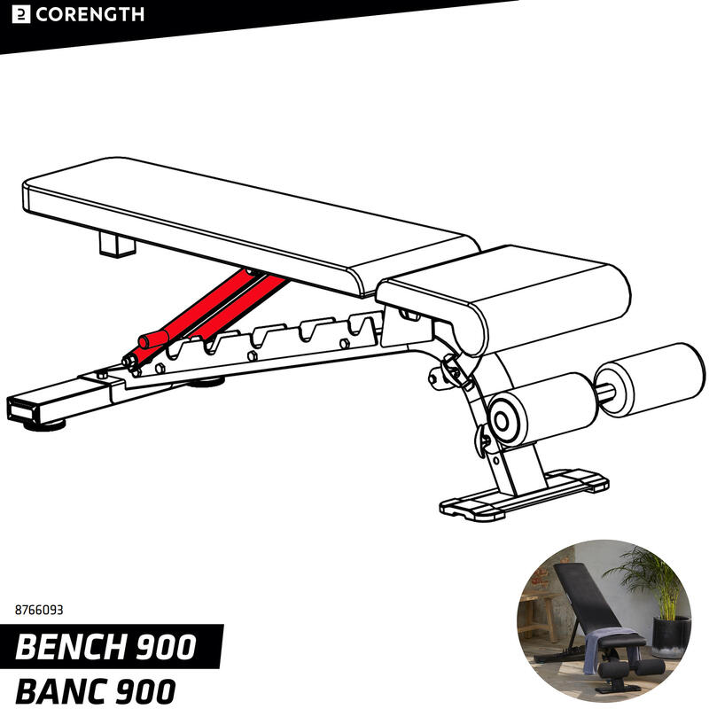 Structură reglabilă spătar Bancă Bodybuilding 900 2023