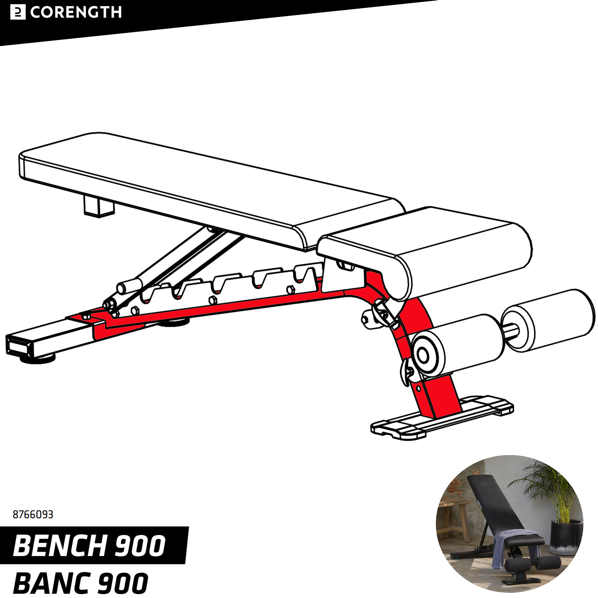 BANC DE MUSCULATION 900 2023 - STRUCTURE PRINCIPALE 3/4