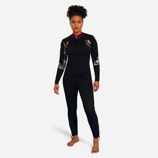 
      WOMEN'S SEA WALKING WETSUIT NEOPRENE 4/3 FEMME BLACK/PRINT
  