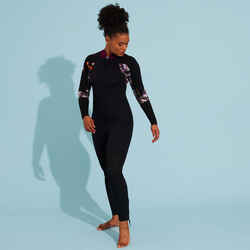 Women's Neoprene Wetsuit Sea Walking 4/3 Black Print