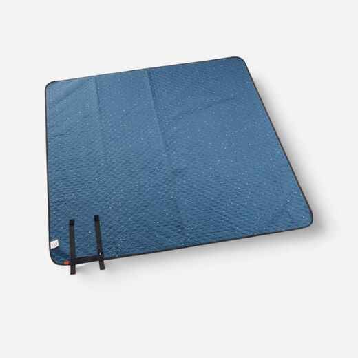 Relaxdays Couverture Pique-Nique Picnic Plaid Imperméable 200x200 Cm Poignée Isolation Tapis, Bleu-Blanc, Coloré