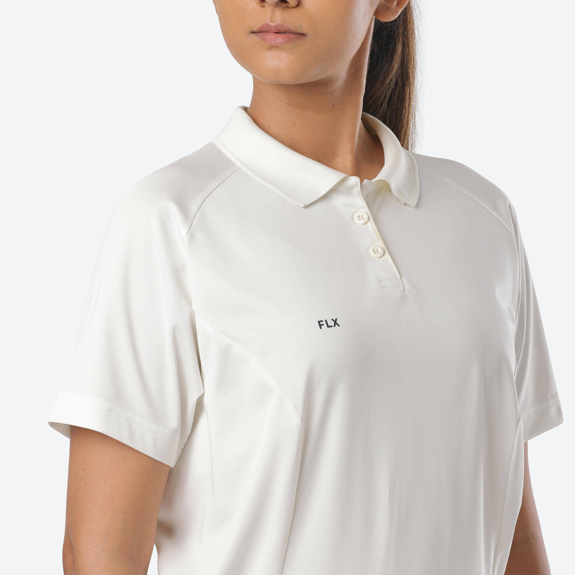 Women Cricket Short Sleeved Polo Tshirt Comfort WP100 - White -  3