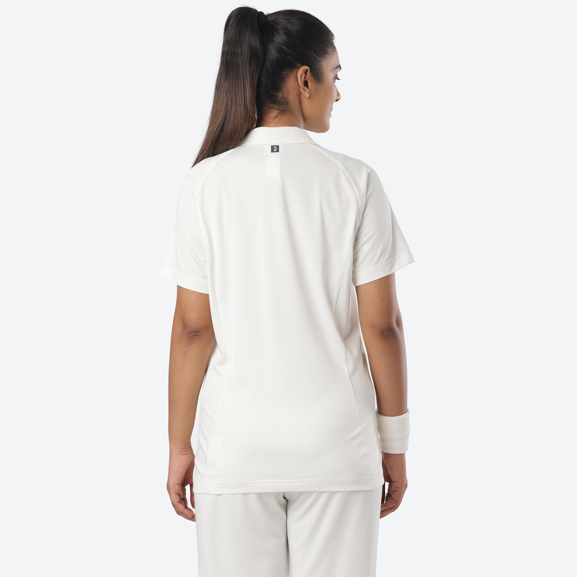 Women Cricket Short Sleeved Polo Tshirt Comfort WP100 - White