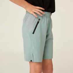 Boys' Breathable Synthetic Shorts W500 - Khaki