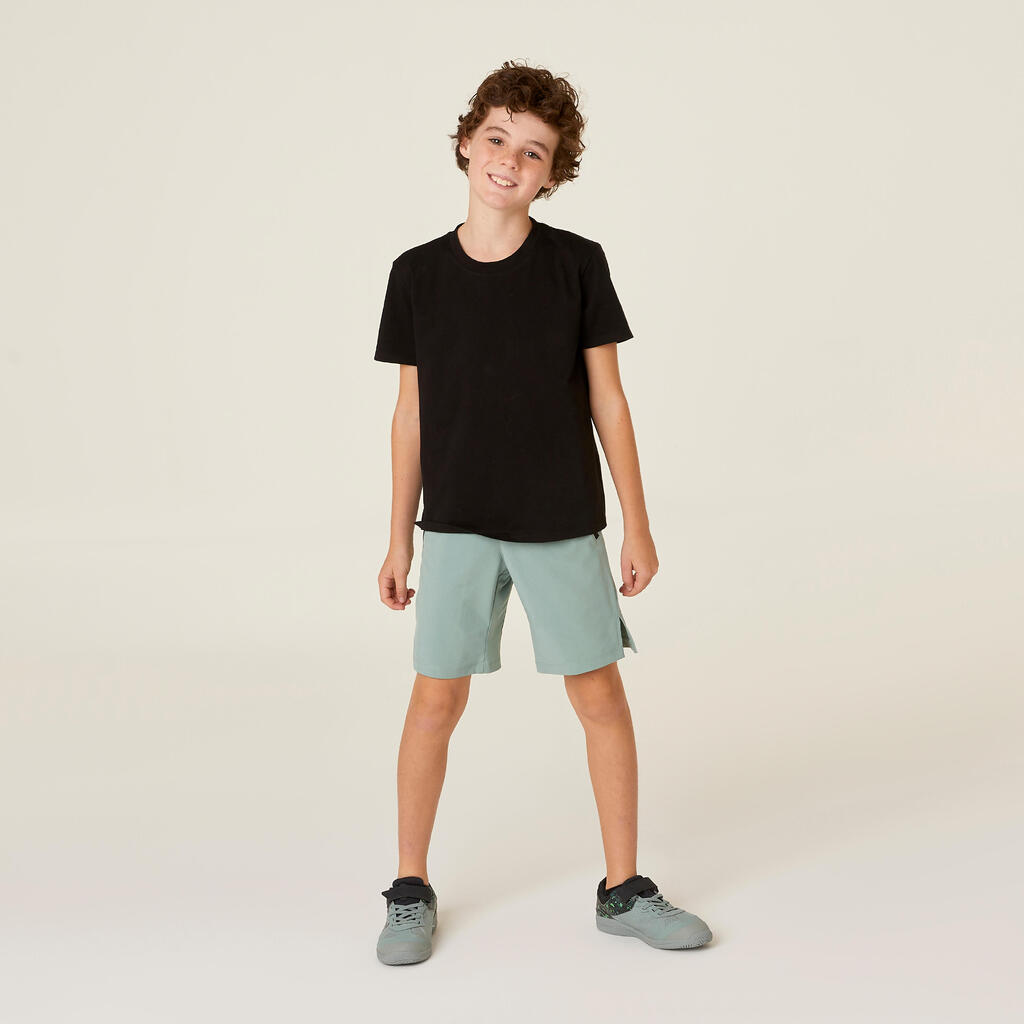 Boys' Breathable Synthetic Shorts W500 - Khaki