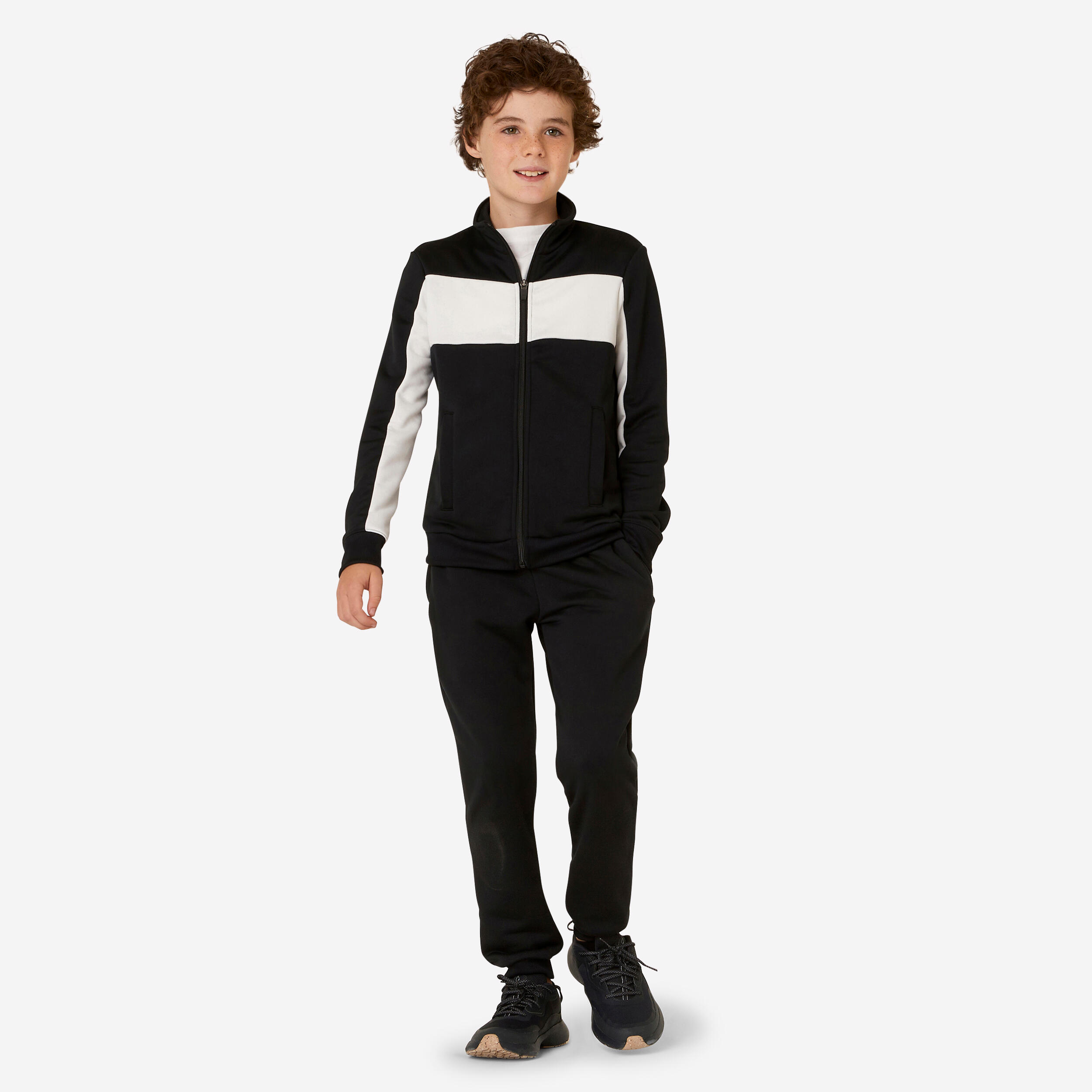 Mixed-gender tracksuit, breathable child - black and white