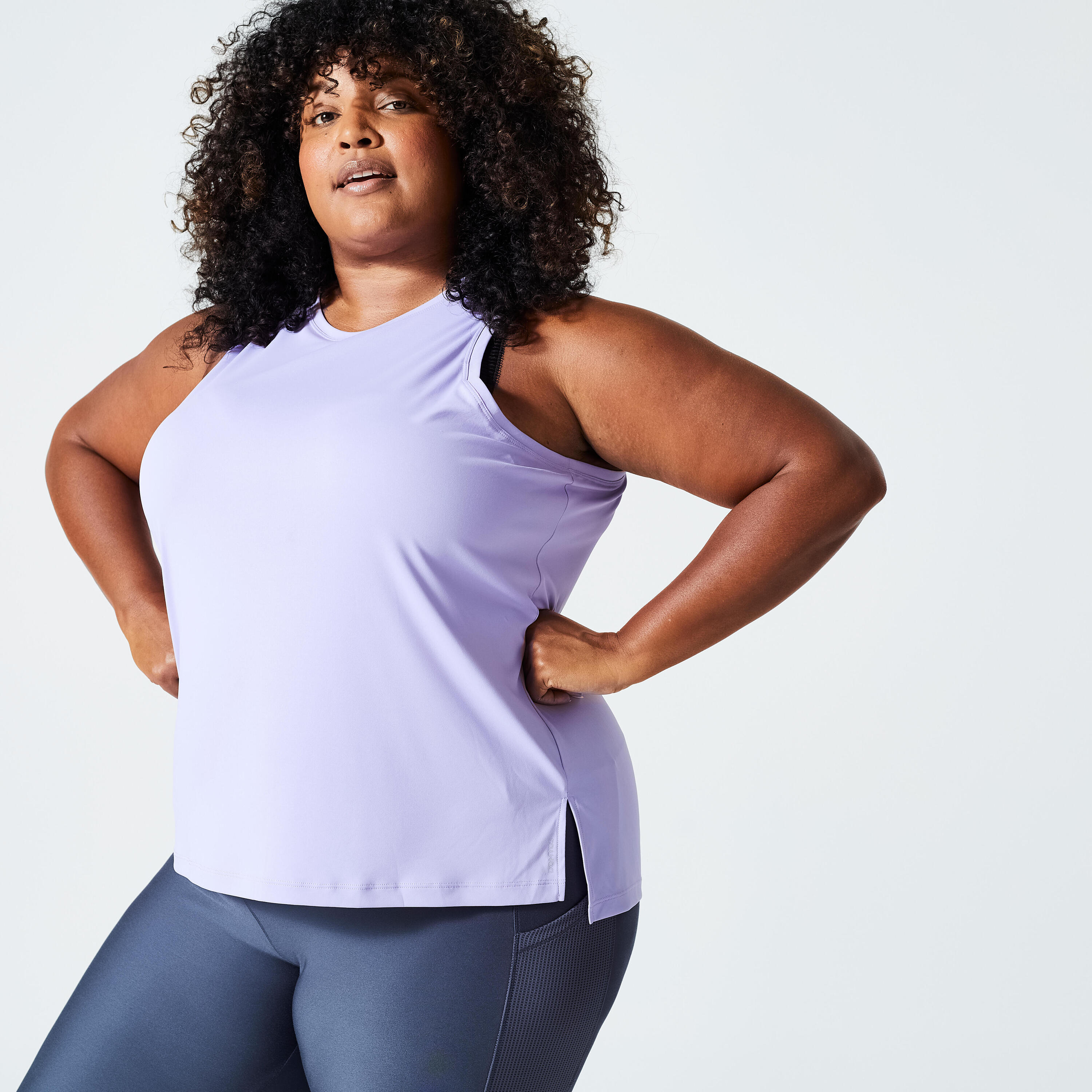 DOMYOS Women's Cardio Fitness Plus Sized Straight Cut Tank Top - Purple