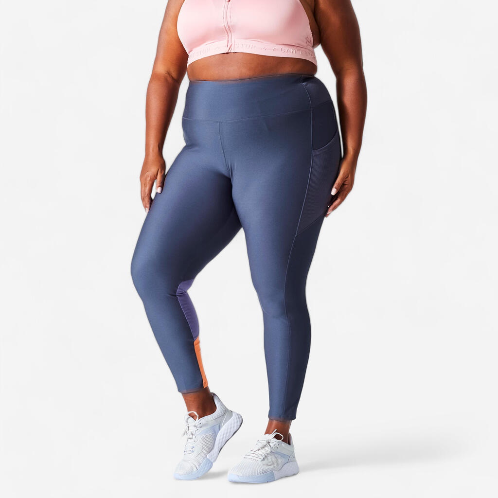 Women's Plus-Size Fitness Cardio Leggings with Pocket - Grey