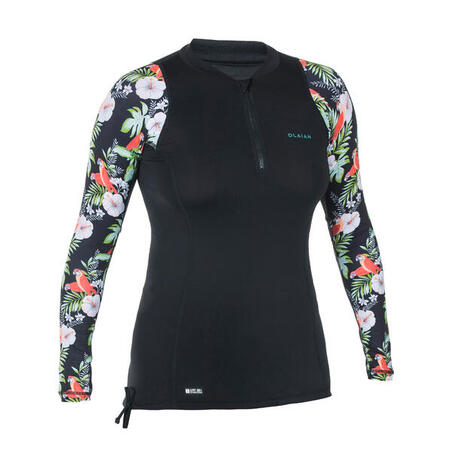 Majica dugih rukava za surfovanje 500 PARROT  sa zaštitom od UV zraka ženska