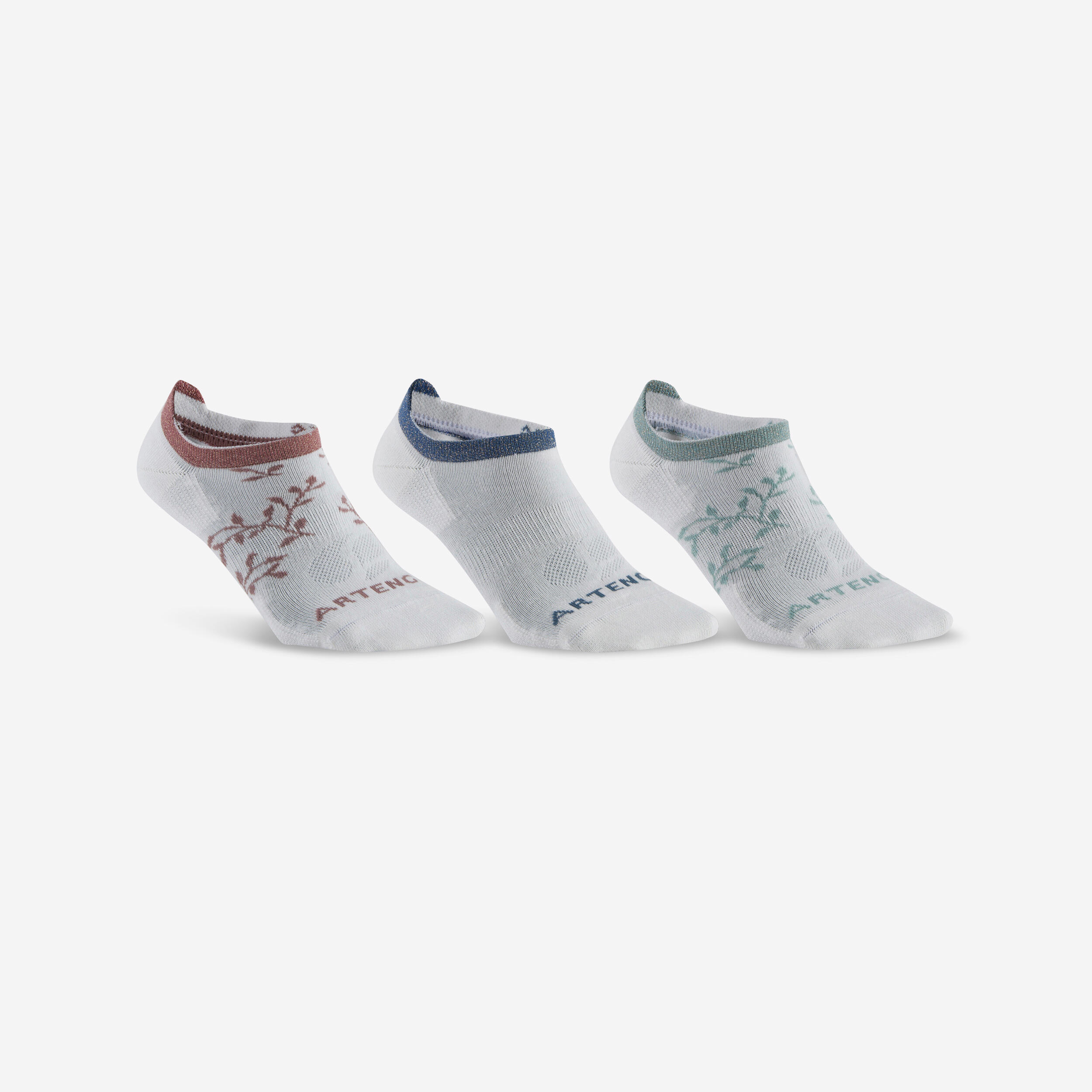 ARTENGO Low Sports Socks Tri-Pack RS 160 - White/Off-White/Print