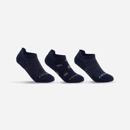 Kids' Low Tennis Socks Tri-Pack RS 160 - Navy/Print