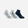 Čarape za tenis RS 160 Mid srednje visoke dječje prljavo bijele-mornarski plave 3 para