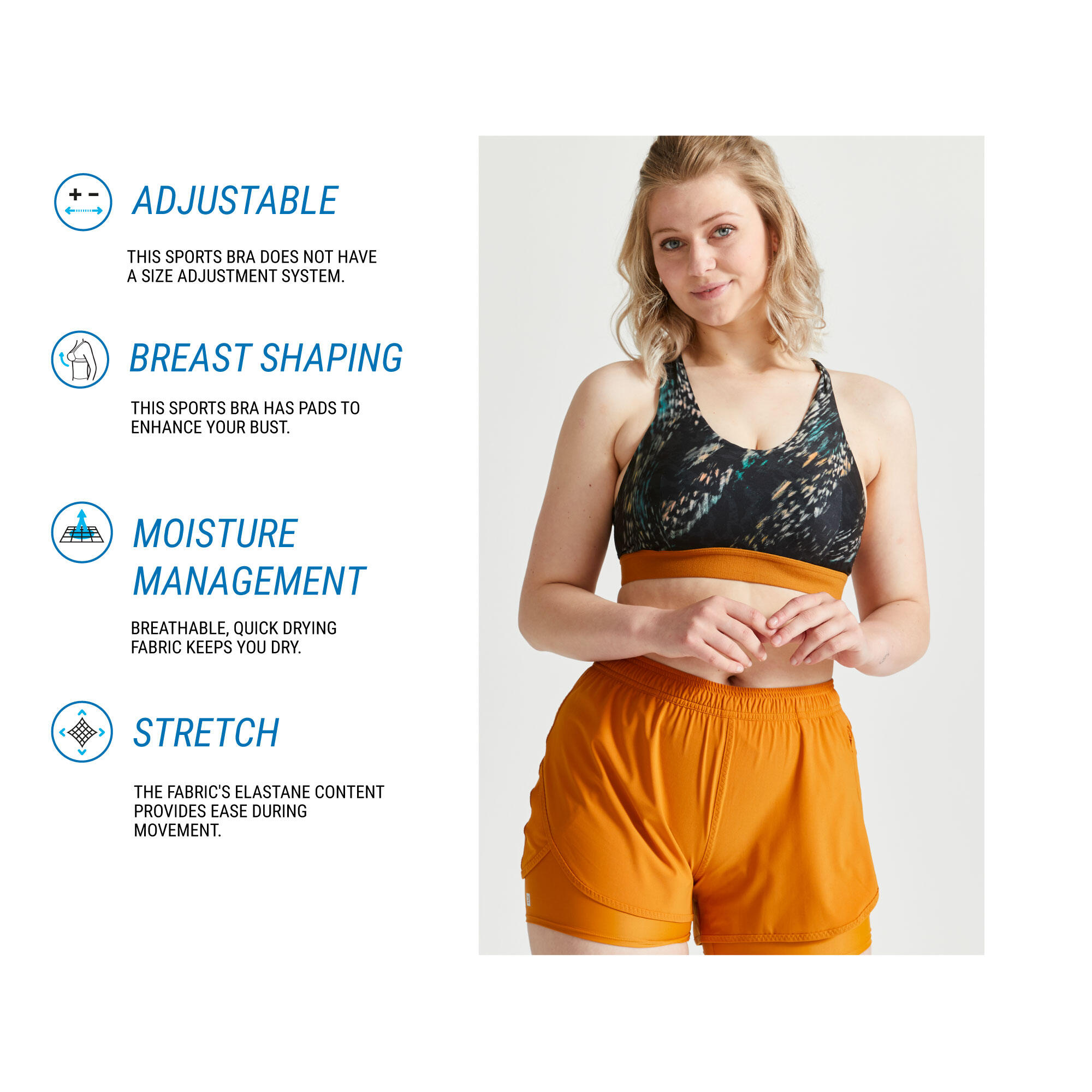 Medium Support Fitness Bra 500 - Print