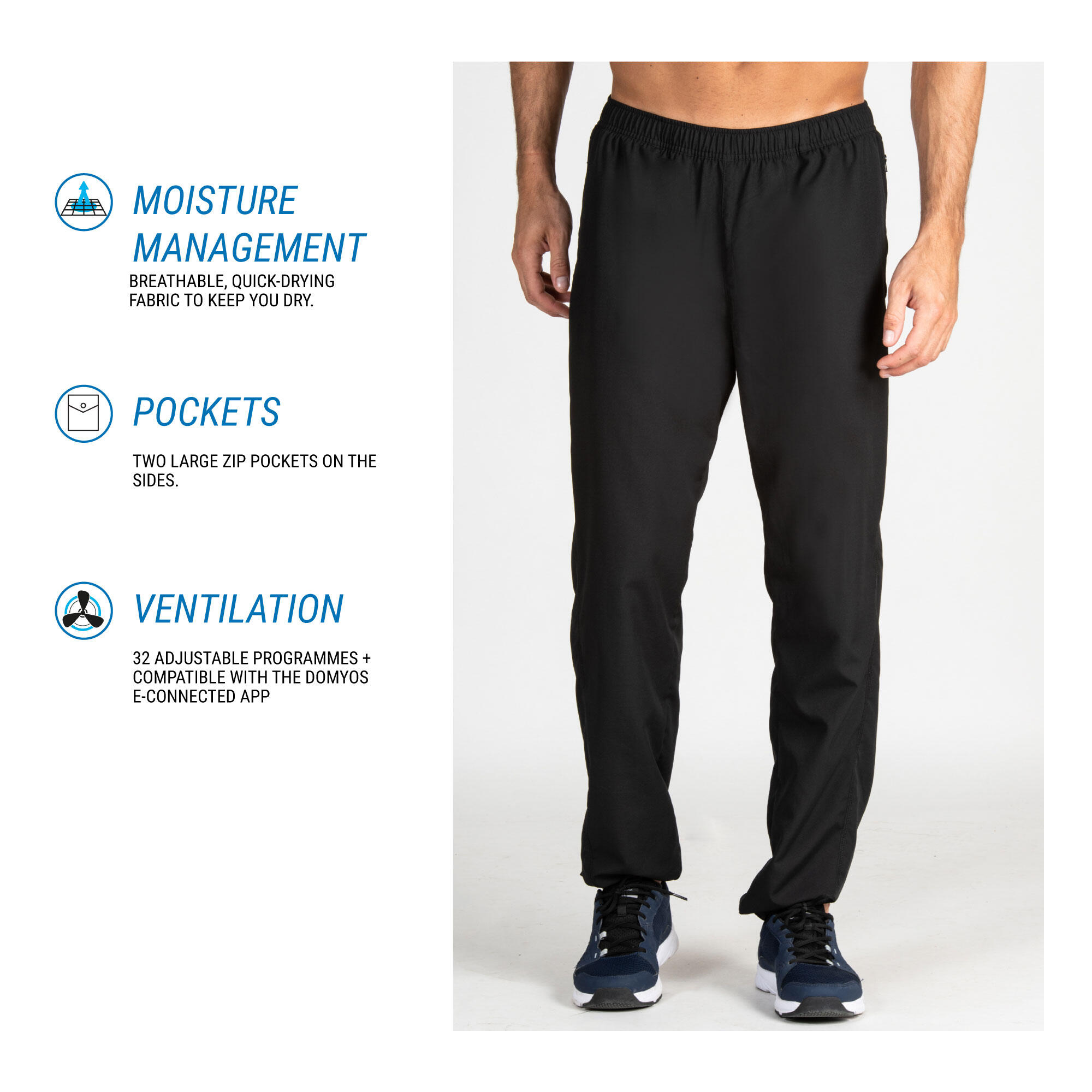 Buy MenS Recycled Polyester SlimFit Gym Track Pants  Black Online   Decathlon