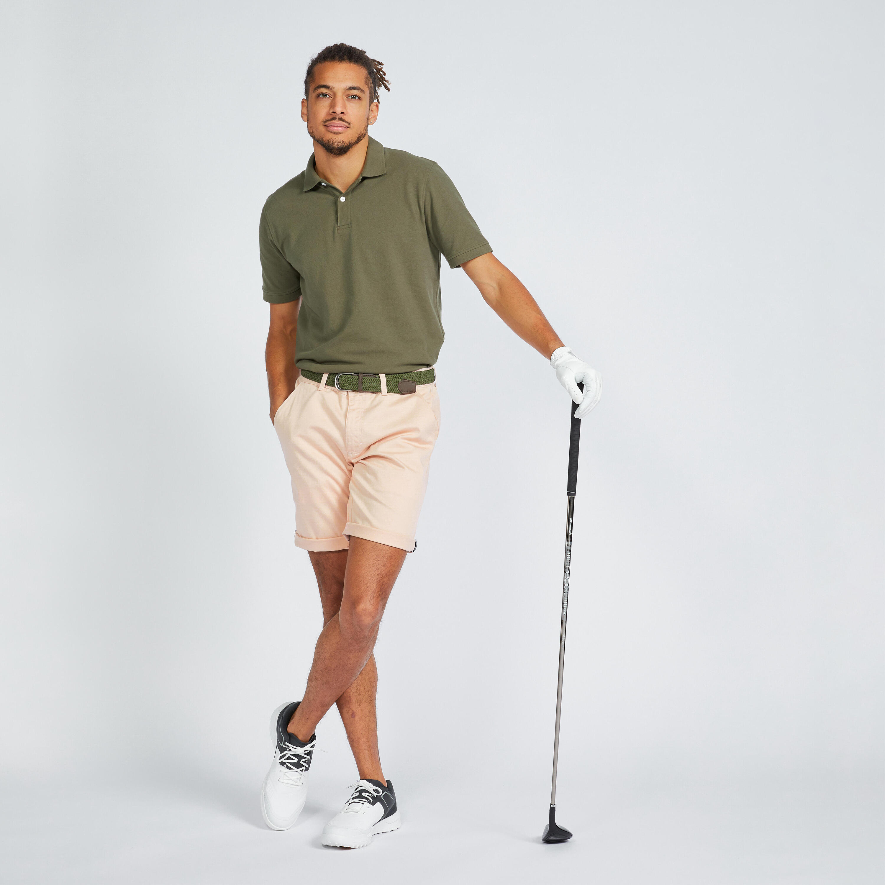 Men's golf chino shorts - MW500 pale pink 3/6