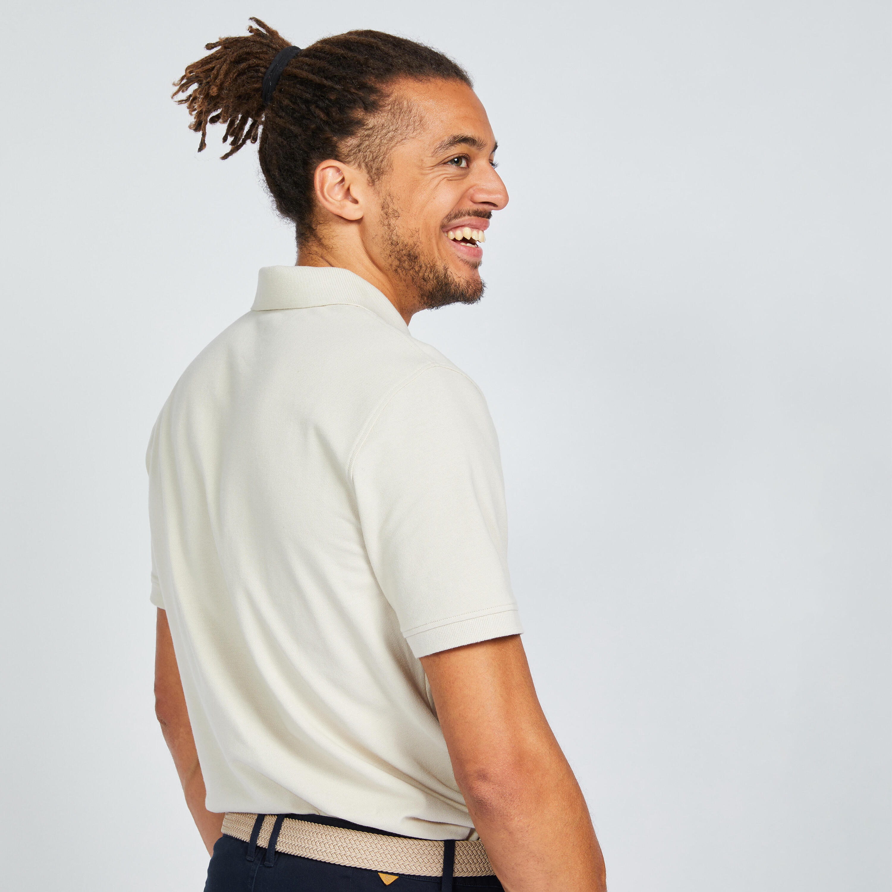Men's short-sleeved golf polo shirt - MW500 linen 2/5