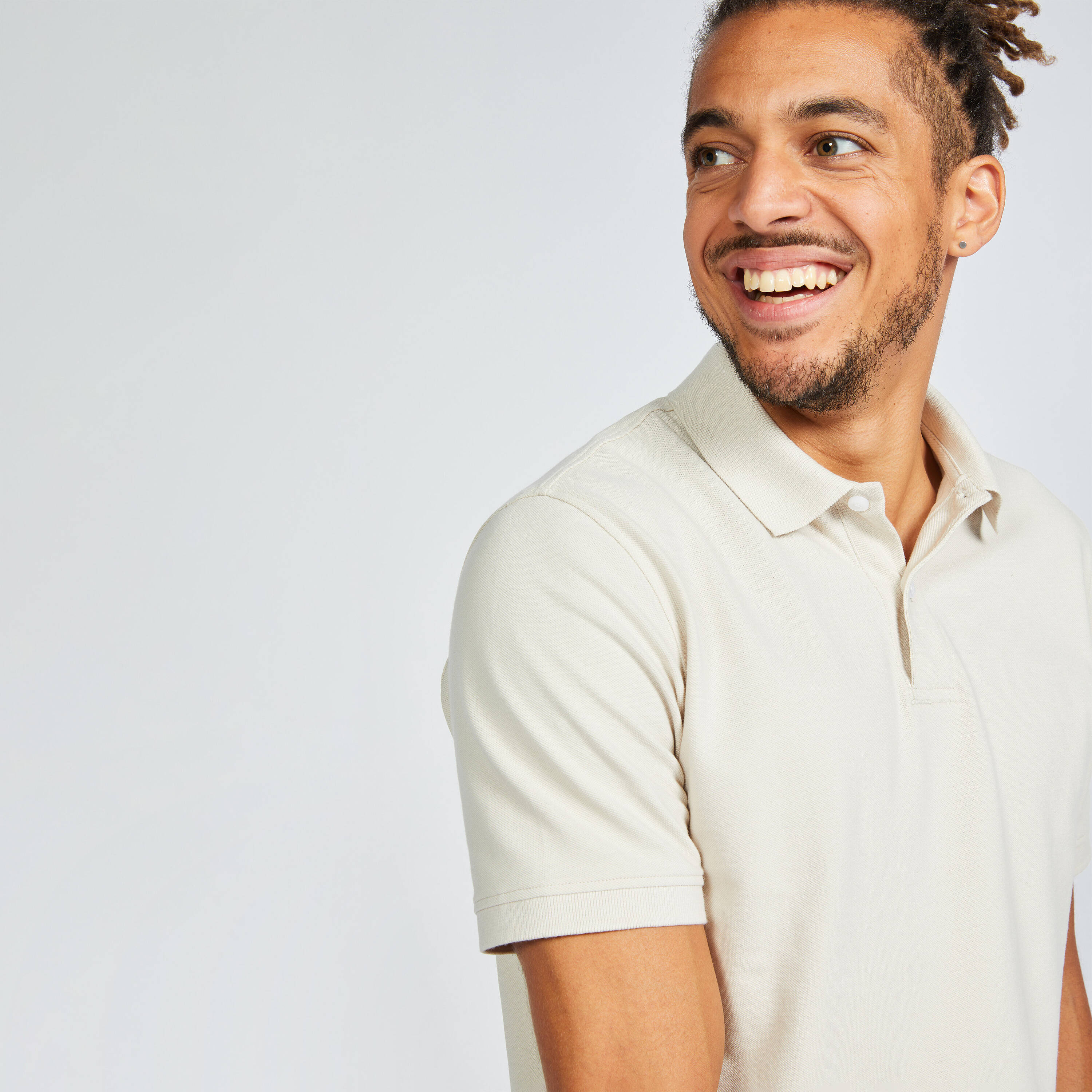 Men Golf Polo T-shirt Light Beige -  2