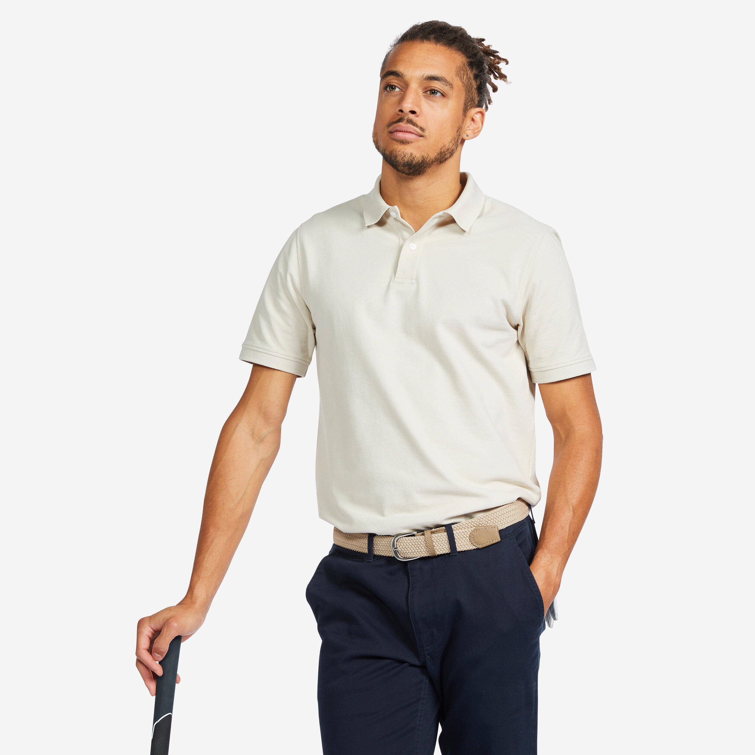 Men Golf Polo T-shirt Light Beige -  1