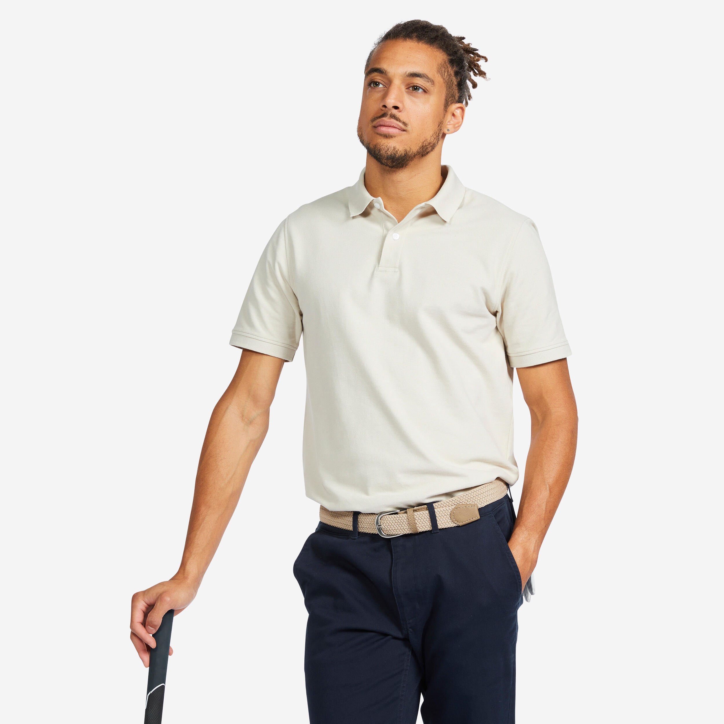 Men's short-sleeved golf polo shirt - MW500 linen 1/5