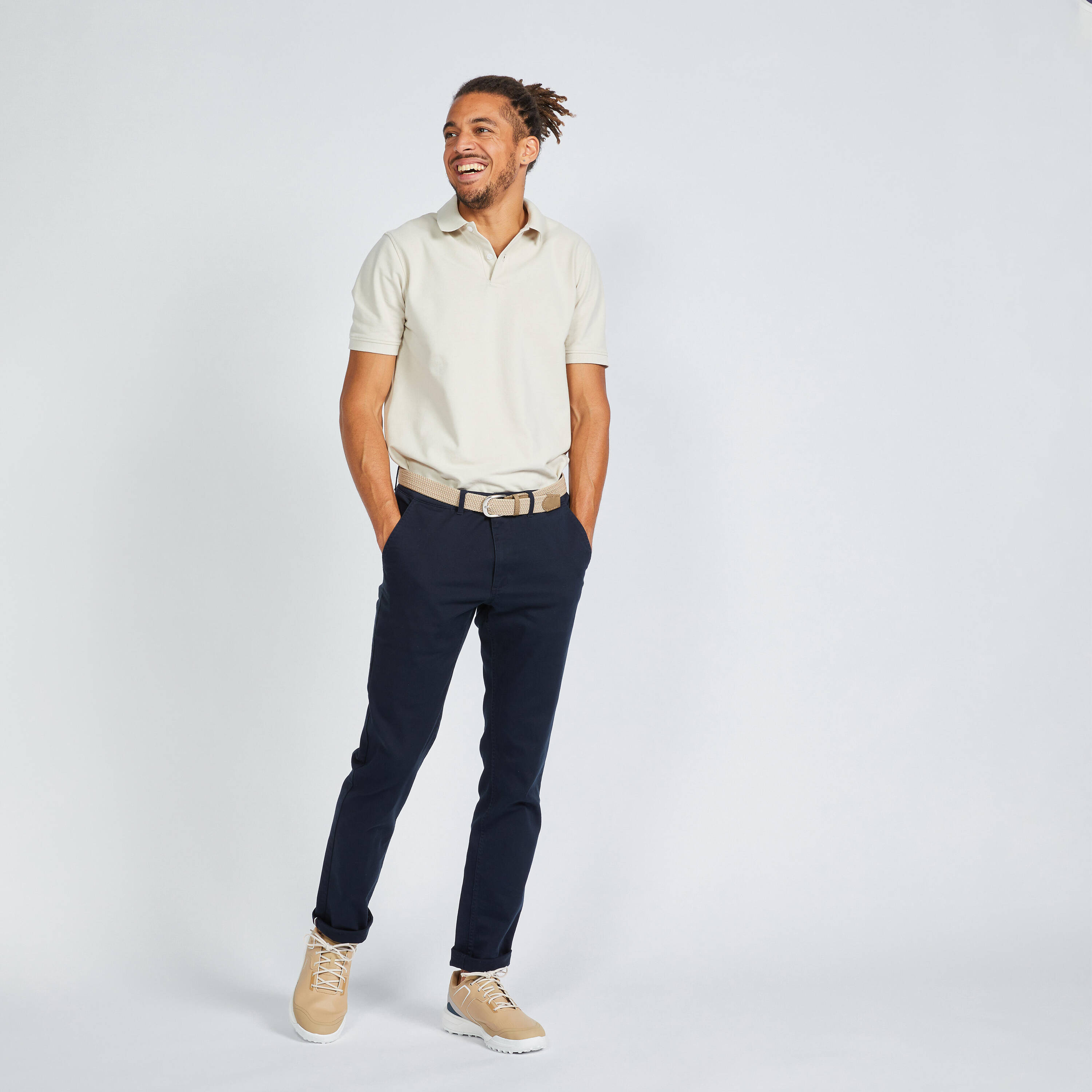 Men Golf Polo T-shirt Light Beige -  3