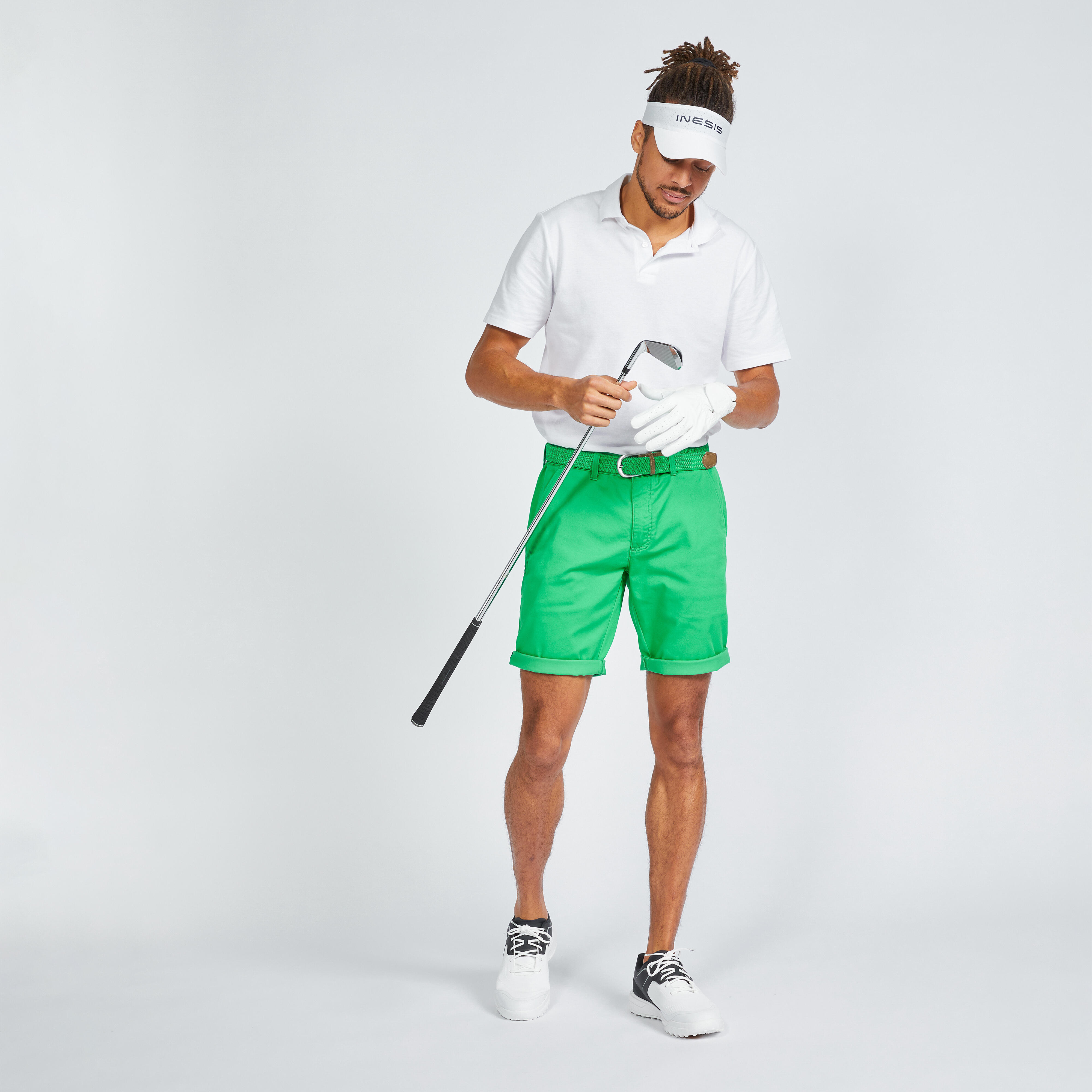 Pantalon corto chino algodon golf Hombre MW500 beige Decathlon