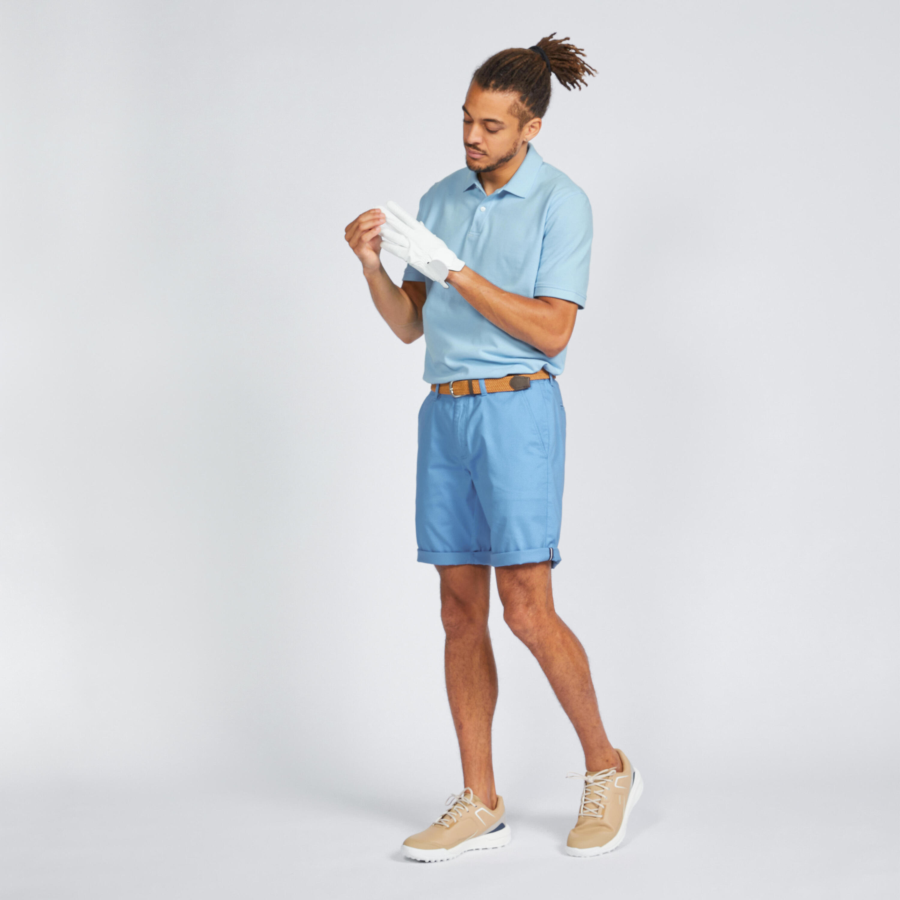 Men's golf chino shorts - MW500 Mediterranean blue 3/6