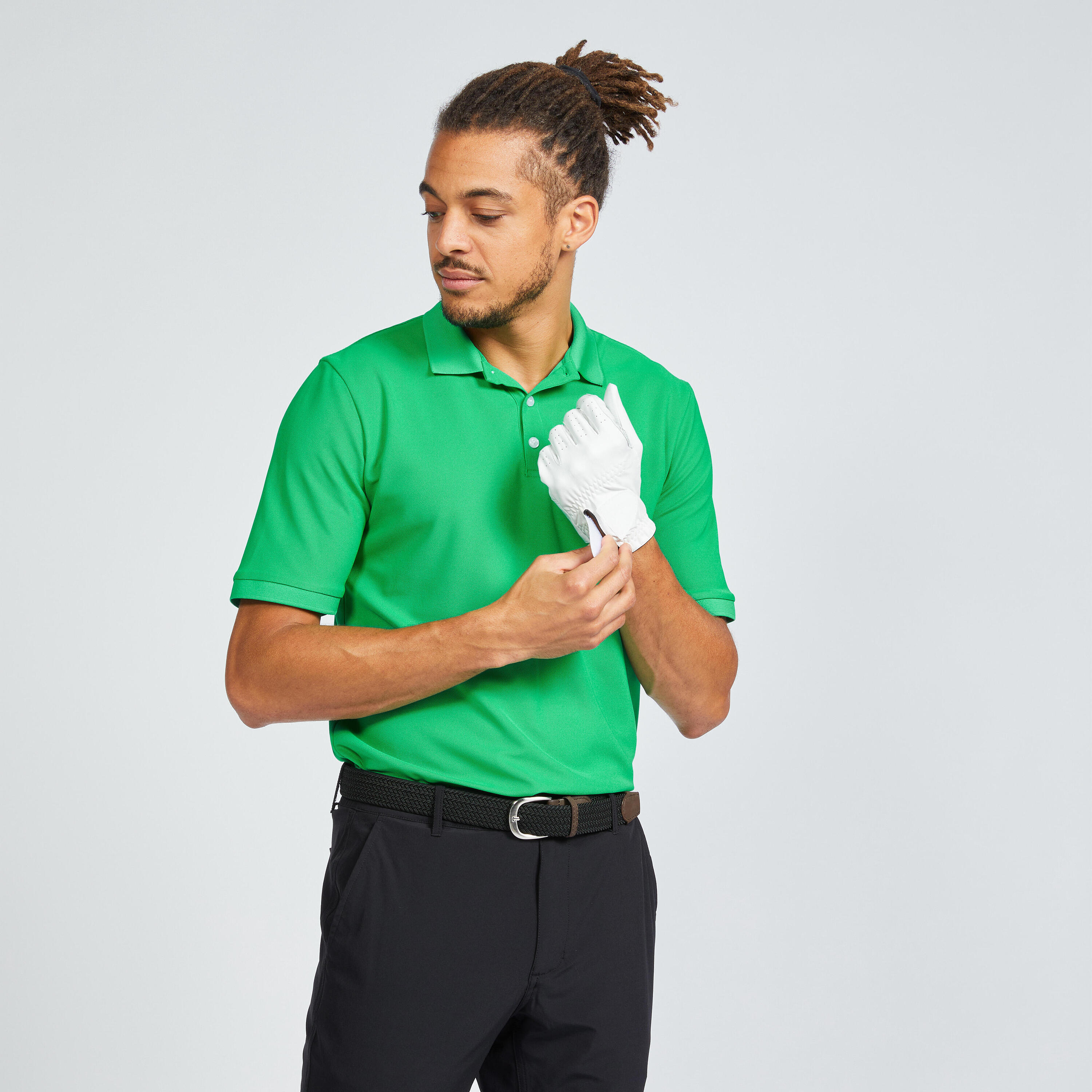 Men's short-sleeved golf polo shirt - WW500 green 1/6