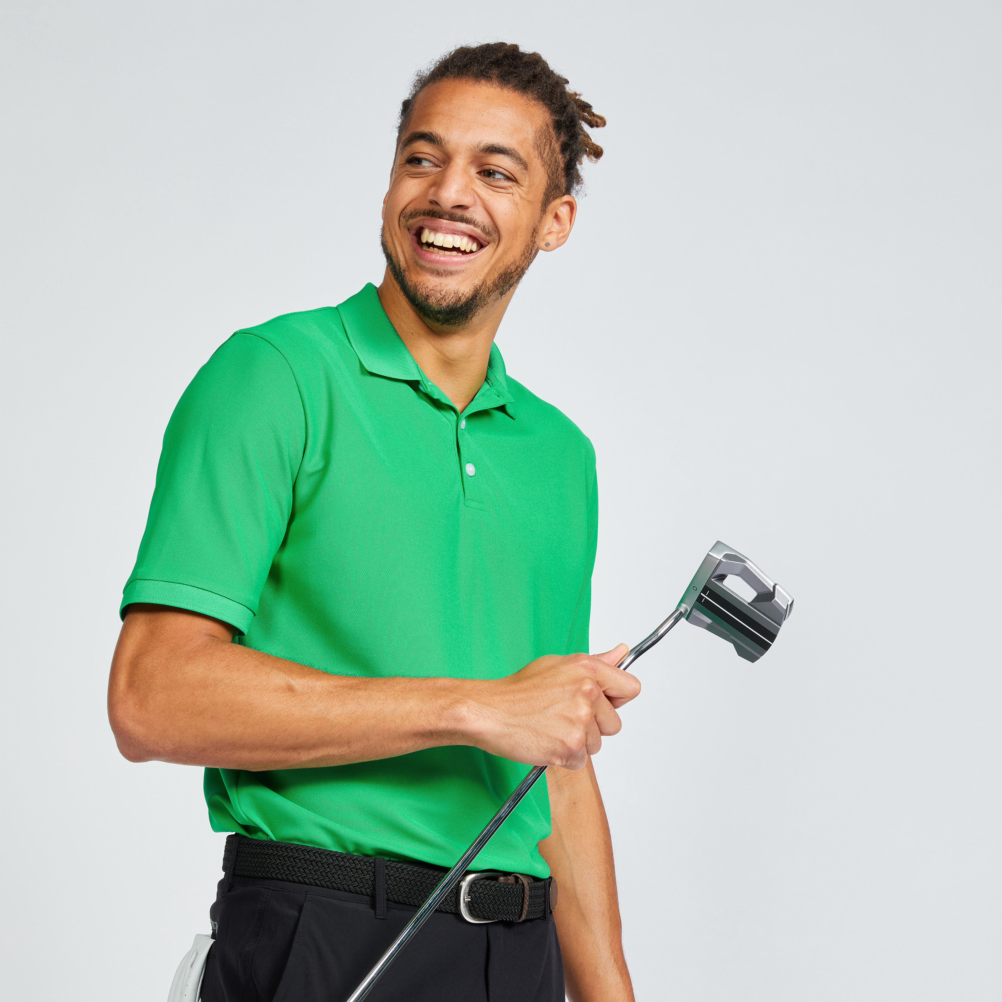 Men s short sleeved golf polo shirt WW500 green