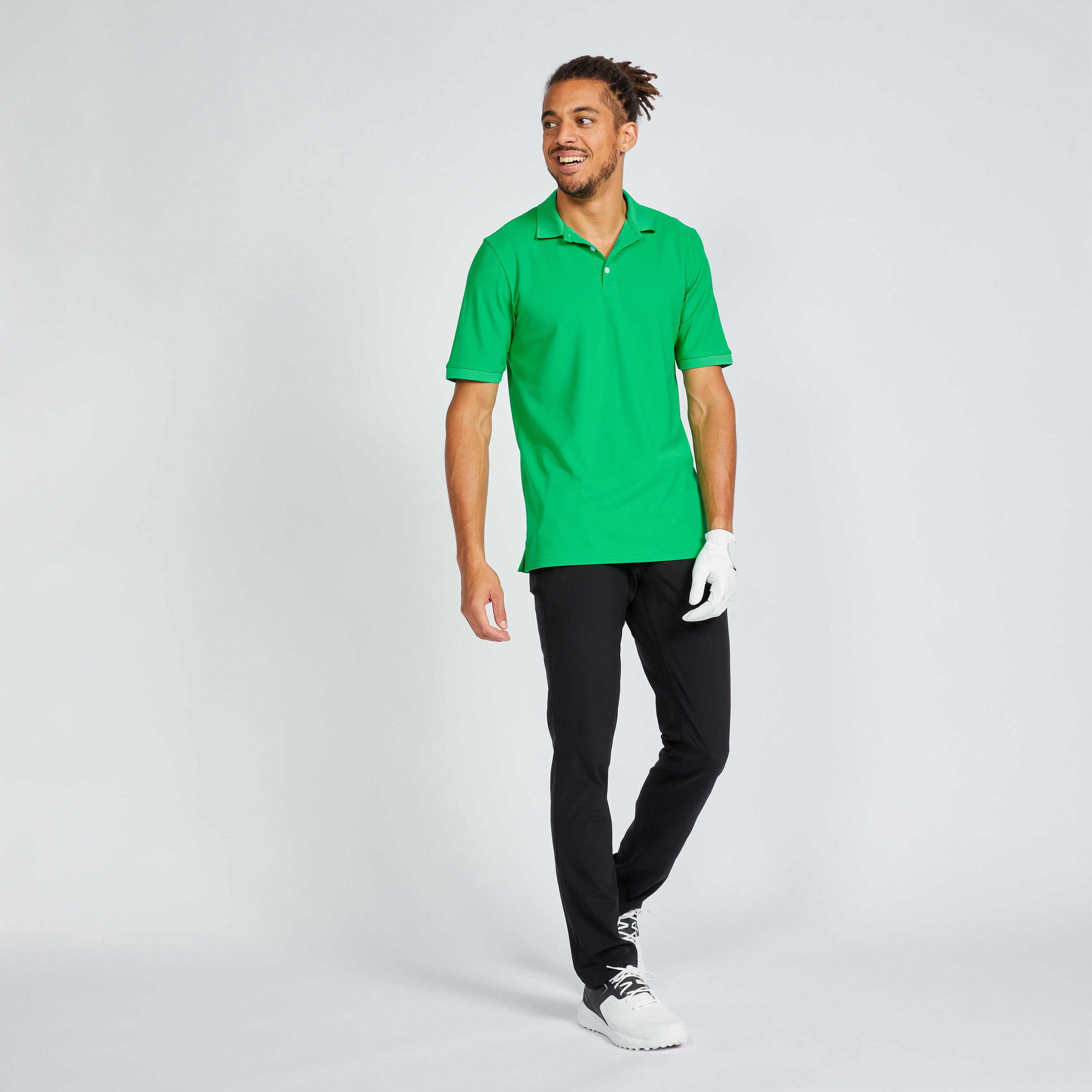 Men's short-sleeved golf polo shirt - WW500 green 2/6