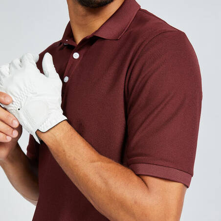 Men's short-sleeved golf polo shirt - WW500 burgundy