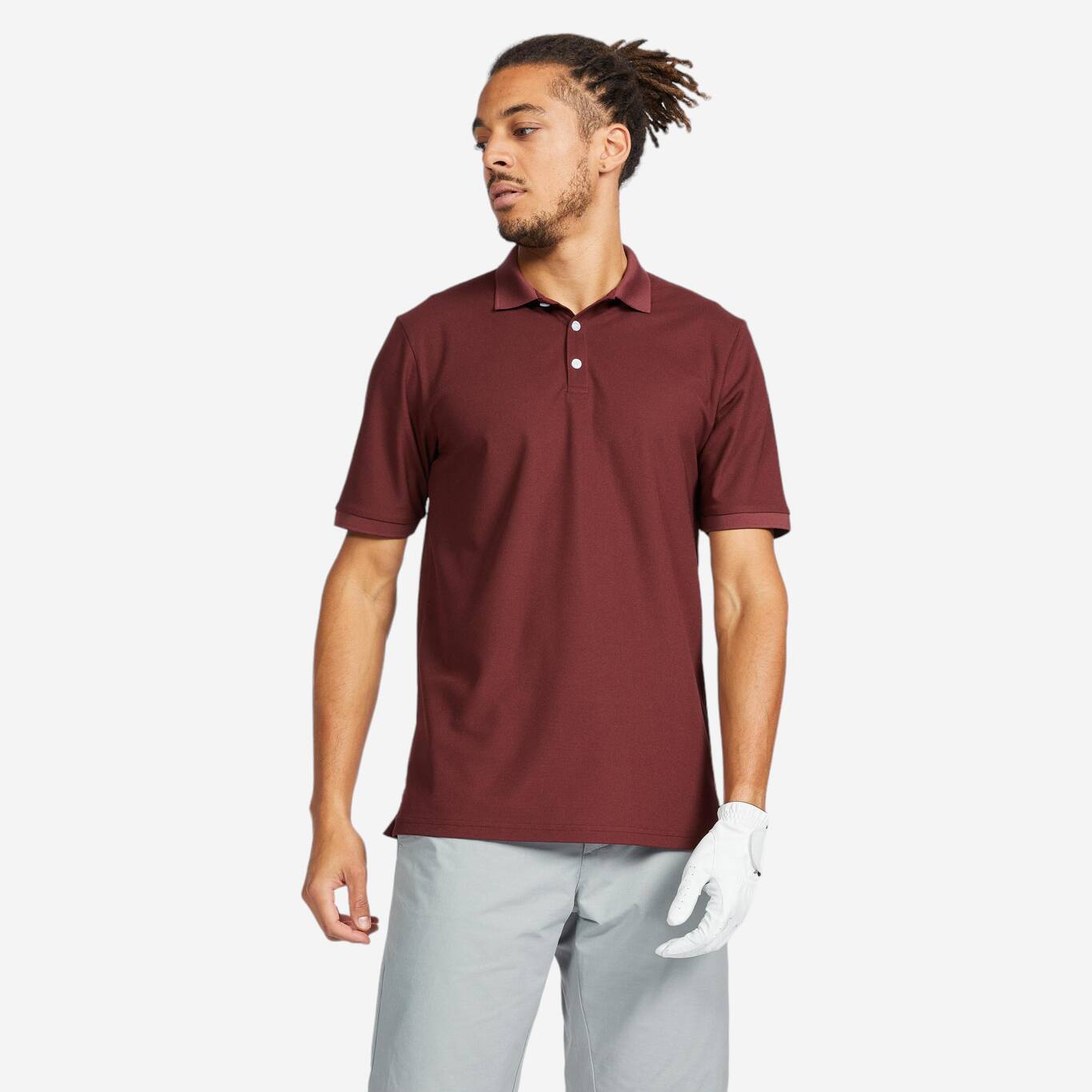 Men's short-sleeved golf polo shirt - WW500 burgundy