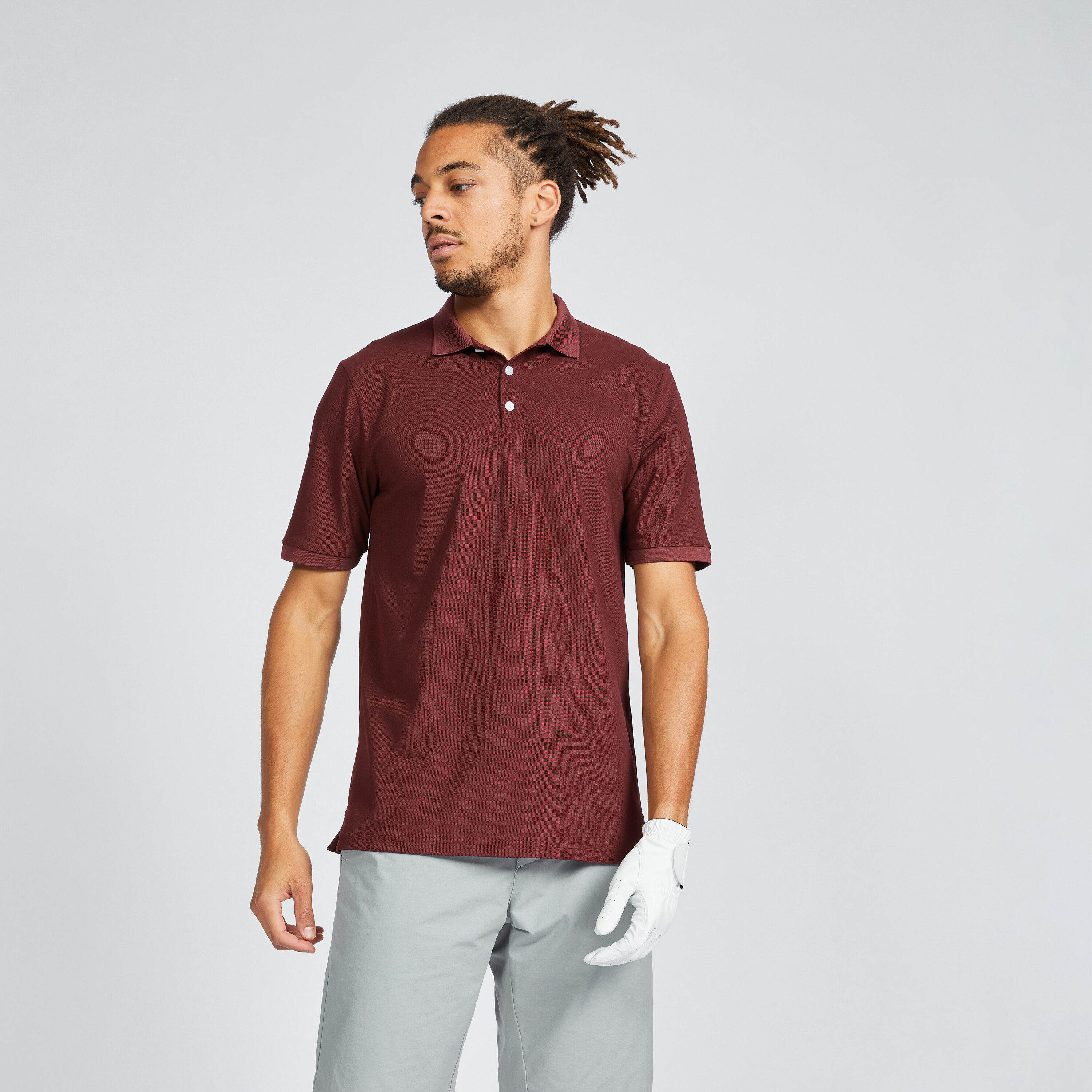 INESIS Men's short-sleeved golf polo shirt - WW500 burgundy