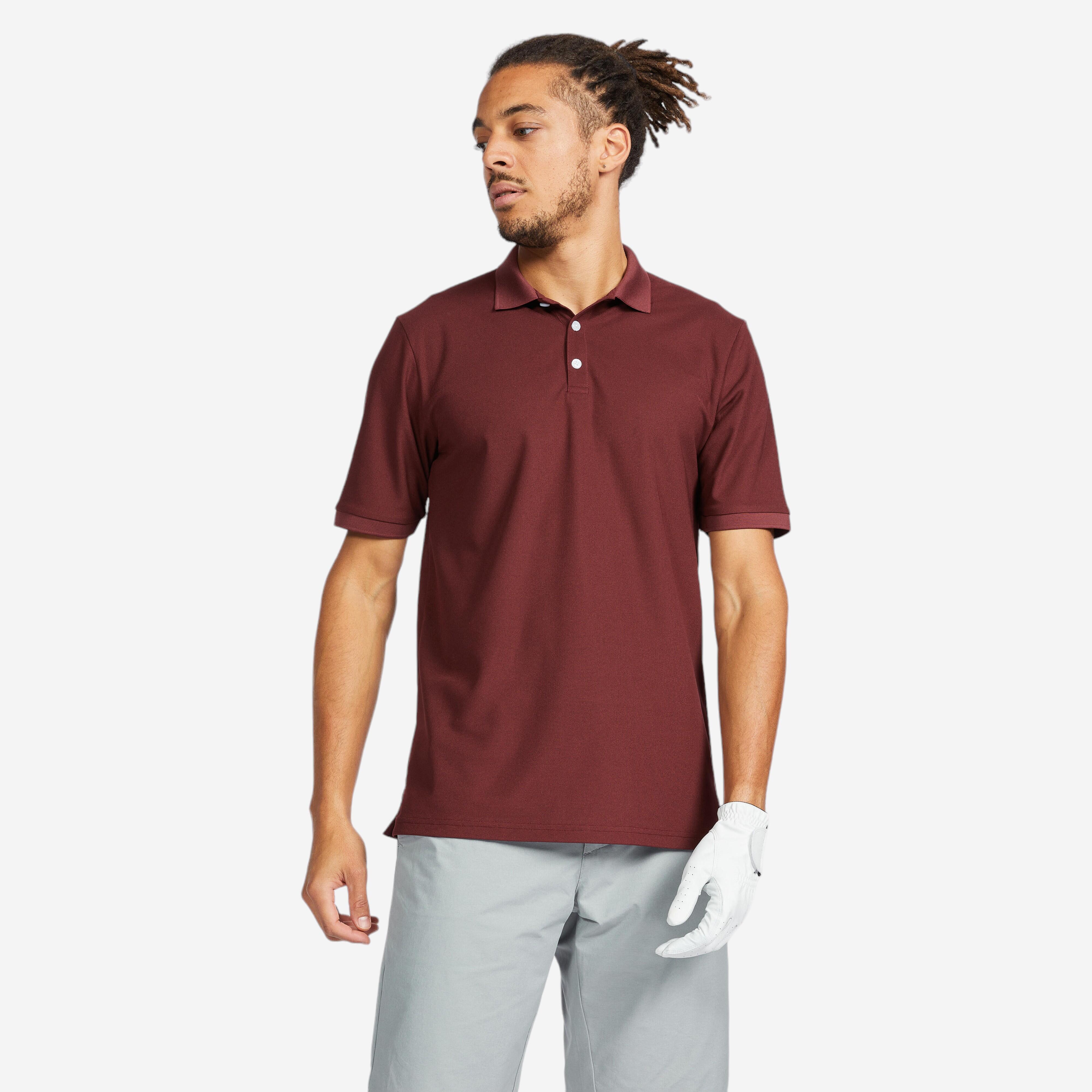 Tricou Polo de golf WW 500 Bordo Bărbați