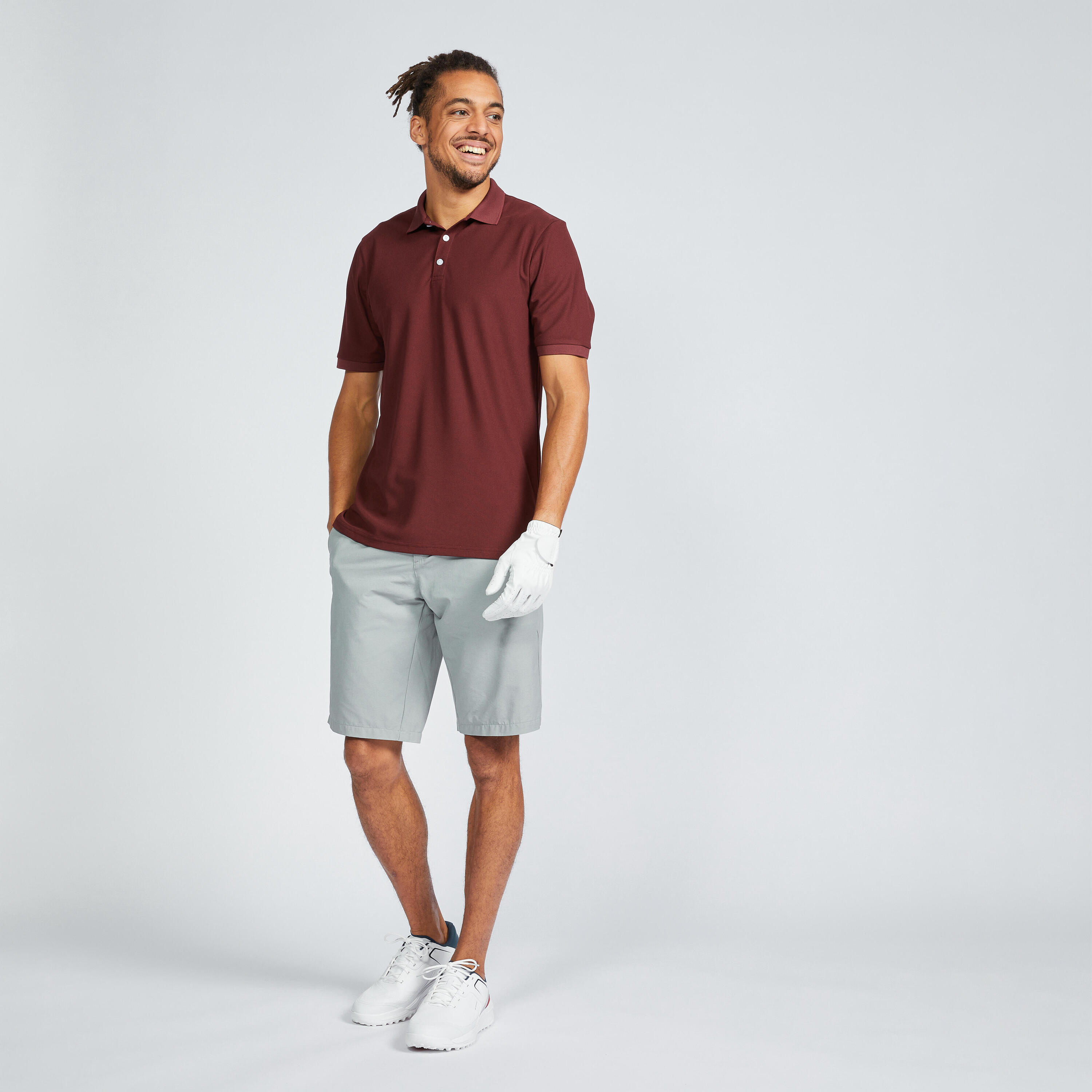 Men's short-sleeved golf polo shirt - WW500 burgundy 2/6