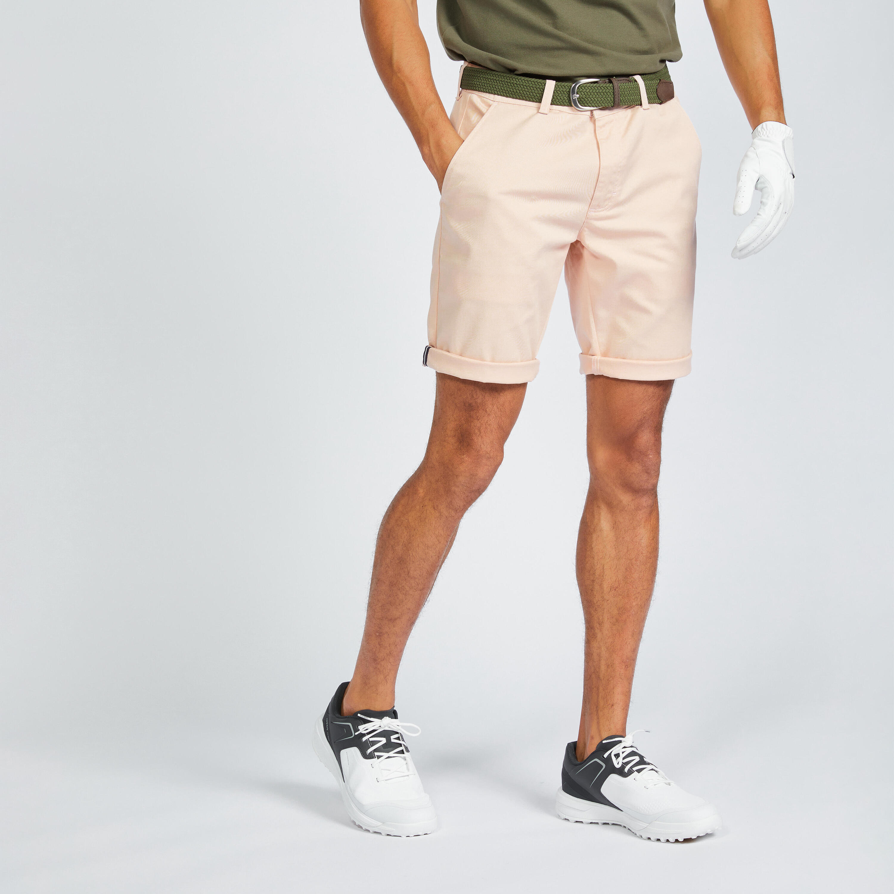 INESIS Men's golf chino shorts - MW500 pale pink