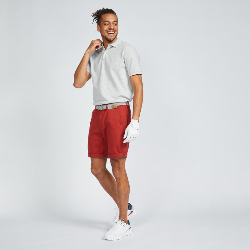 Tricou polo golf din bumbac și poliester MW500 Gri deschis Bărbați