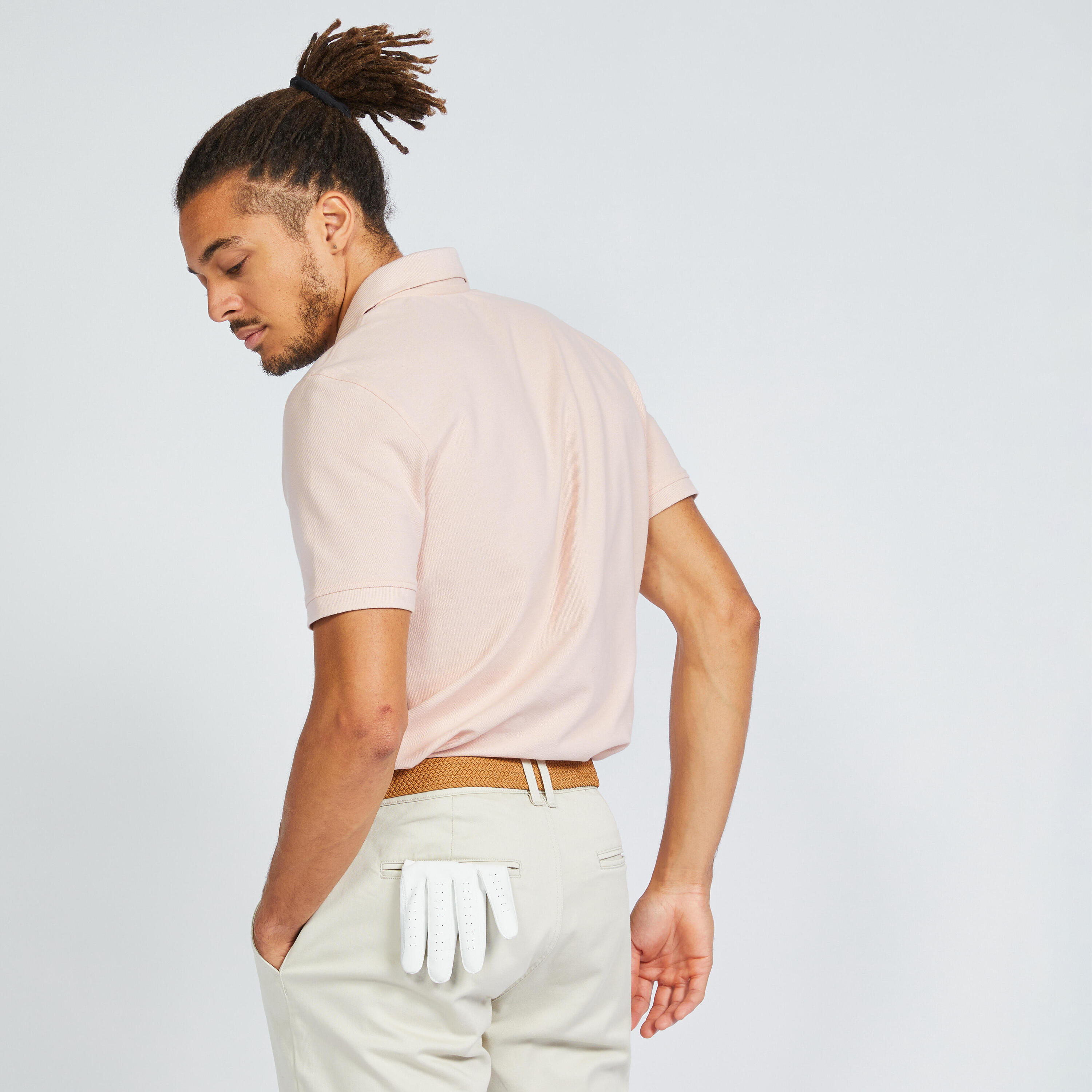 Men's short-sleeved golf polo shirt - MW500 pale pink 3/5