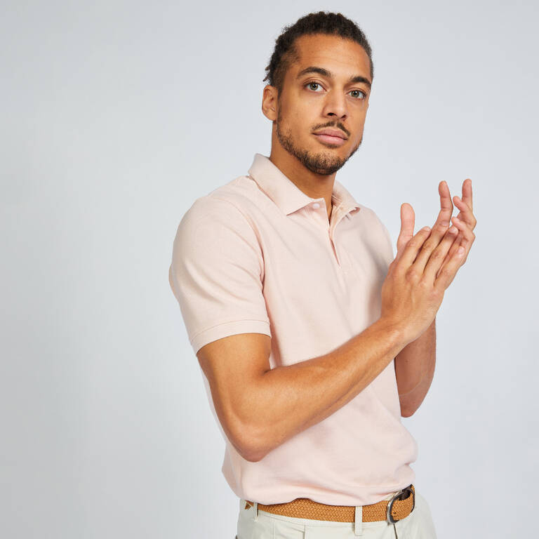 Men's golf short-sleeved polo shirt - MW500 pale pink