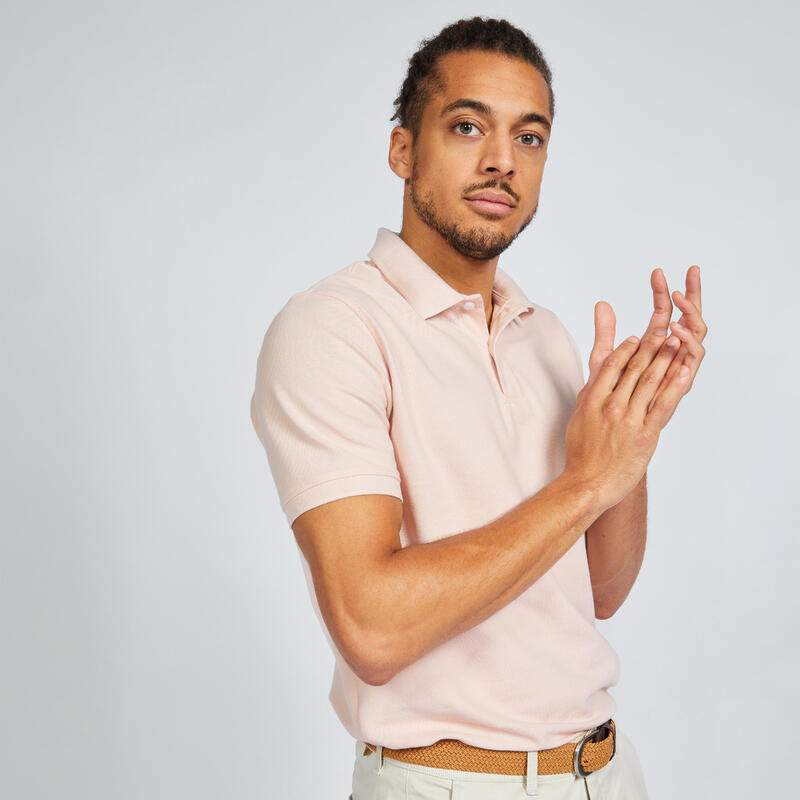 男款高爾夫短袖 Polo 衫 MW500－淺粉紅