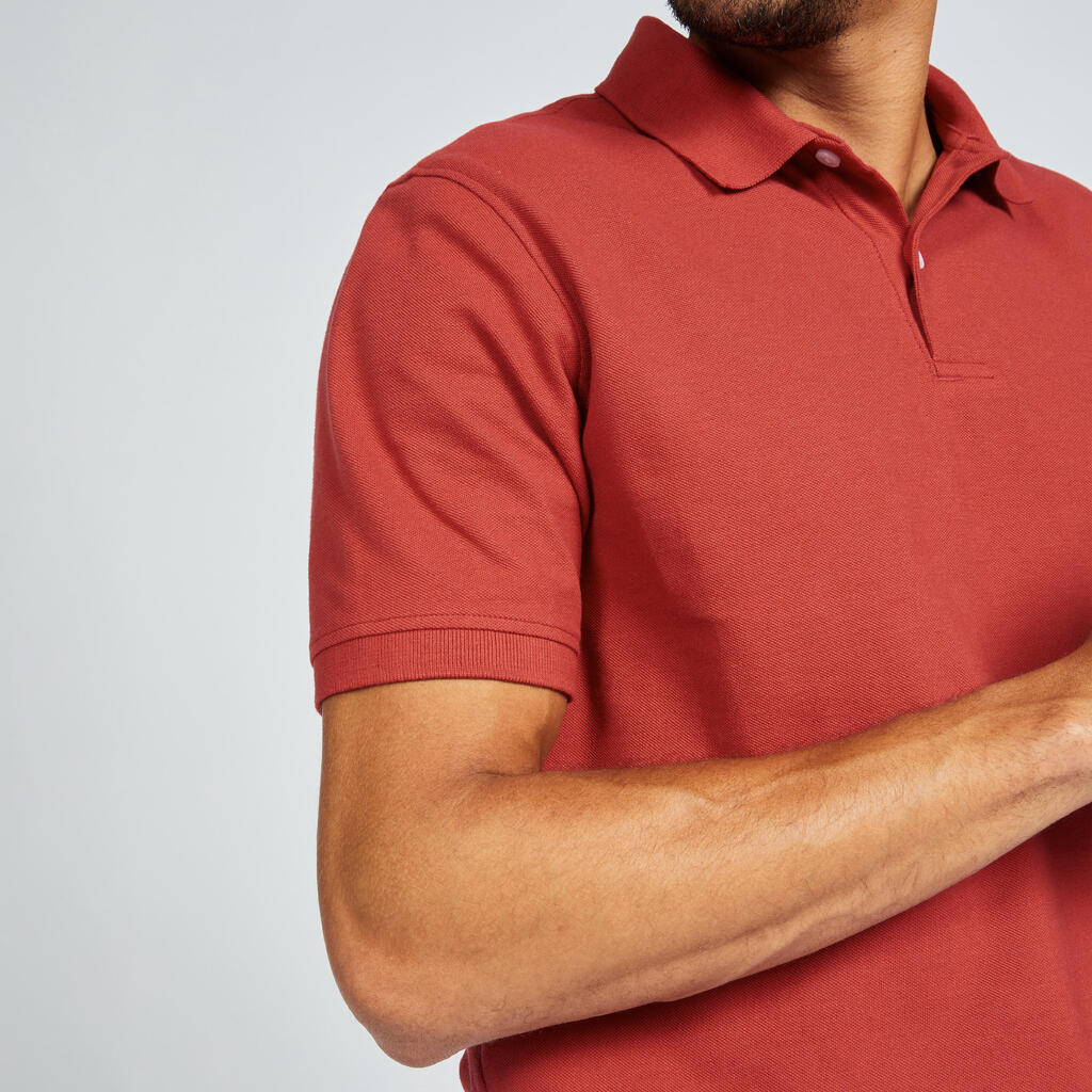 Polo de golf en coton manches courtes Homme - MW500 rouge foncé