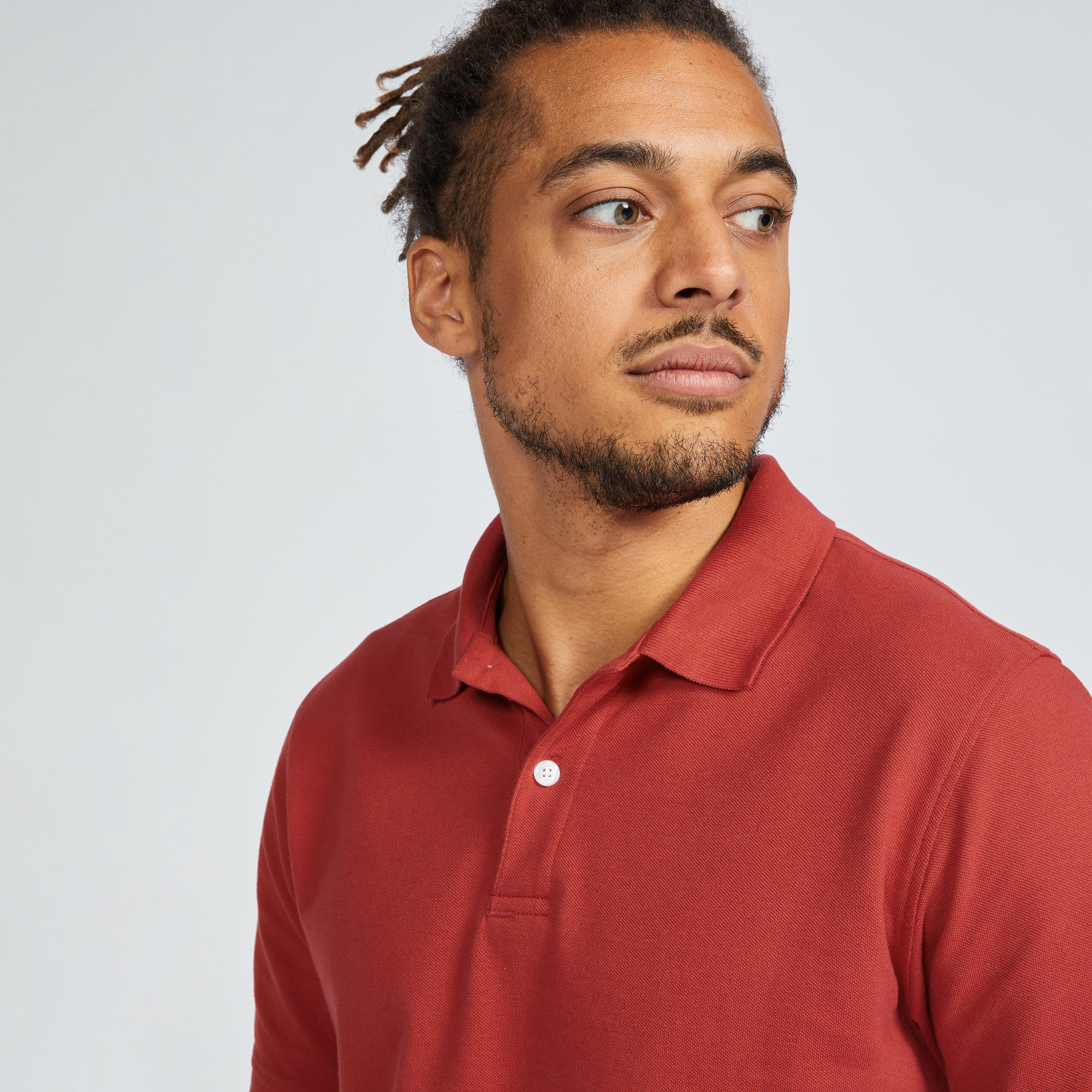 Men s golf cotton short sleeved polo shirt MW500 Dark red