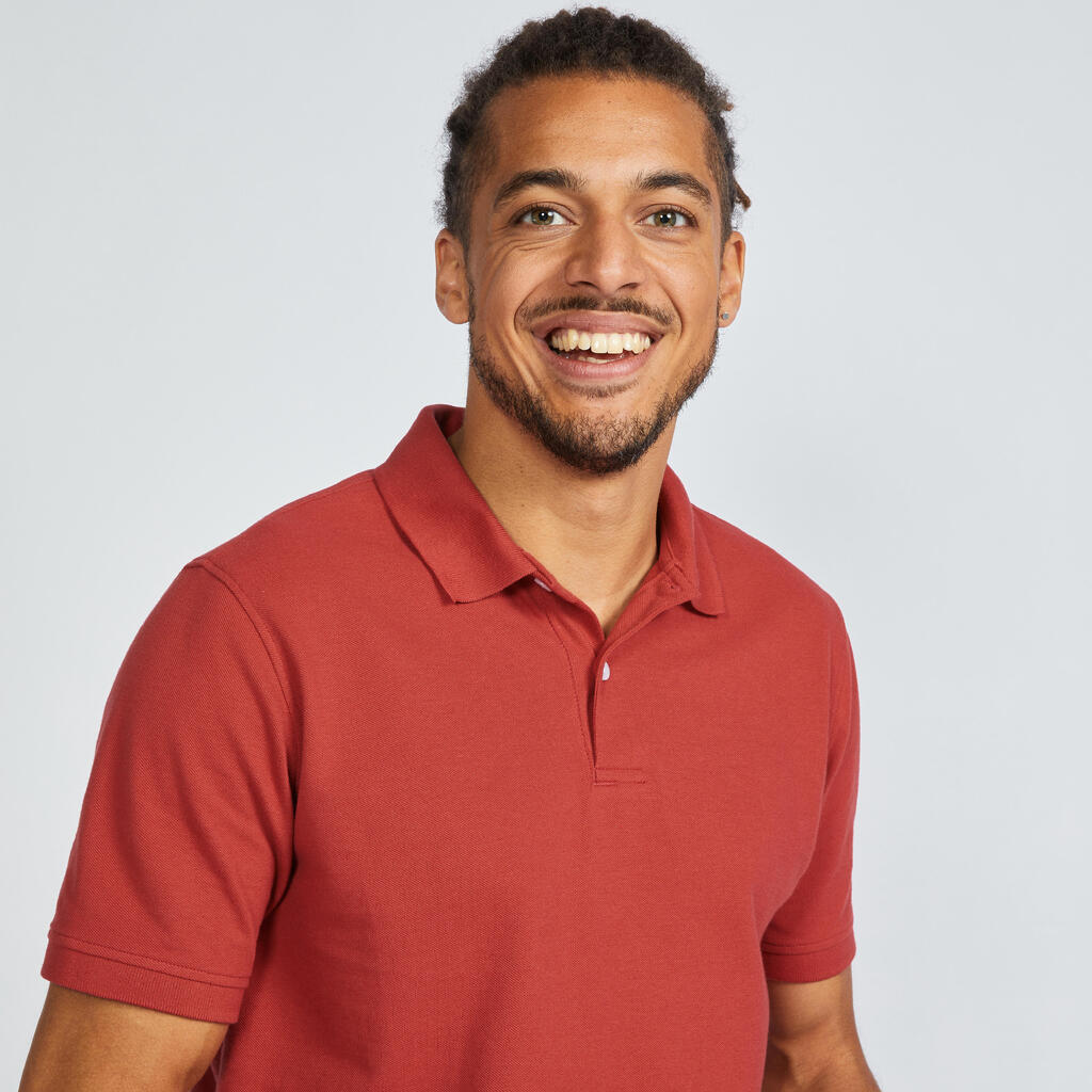 Polo de golf en coton polyester manches courtes Homme, MW500 rouge foncé