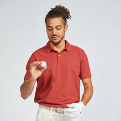 Men's golf cotton short-sleeved polo shirt - MW500 Dark red