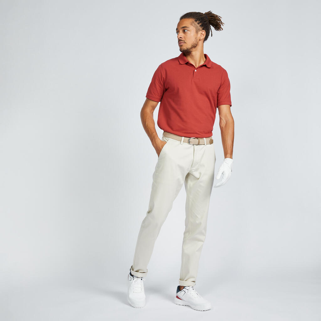 Polo de golf en coton polyester manches courtes Homme, MW500 rouge foncé